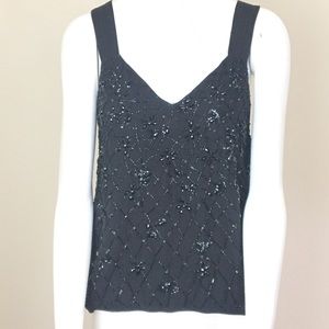 Alice + Olivia V-Neck Sleeveless Beaded  Top Size Small